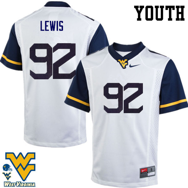NCAA Youth Jon Lewis West Virginia Mountaineers White #92 Nike Stitched Football College Authentic Jersey PW23T11ZR